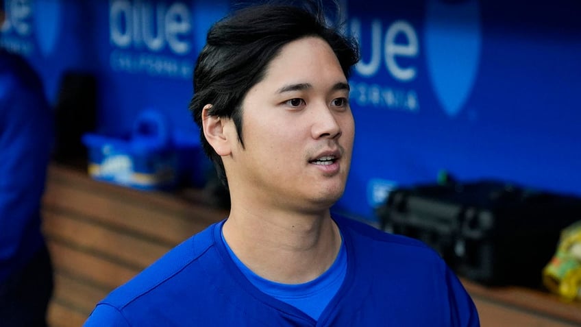 Shohei Ohtani in the dugout