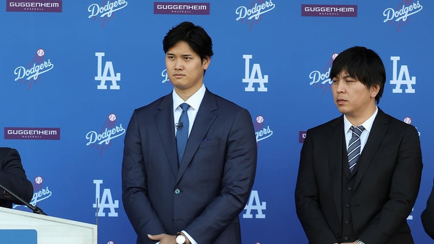 Ohtani and interpreter at conference