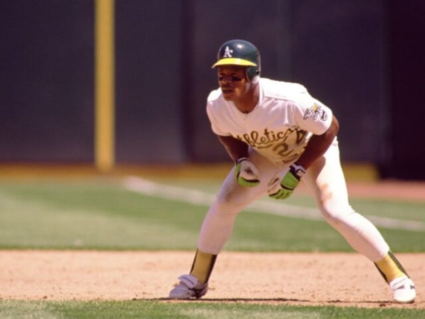 OAKLAND - 1990: Rickey Henderson of the Oakland Athletics runs the bases during an MLB ga