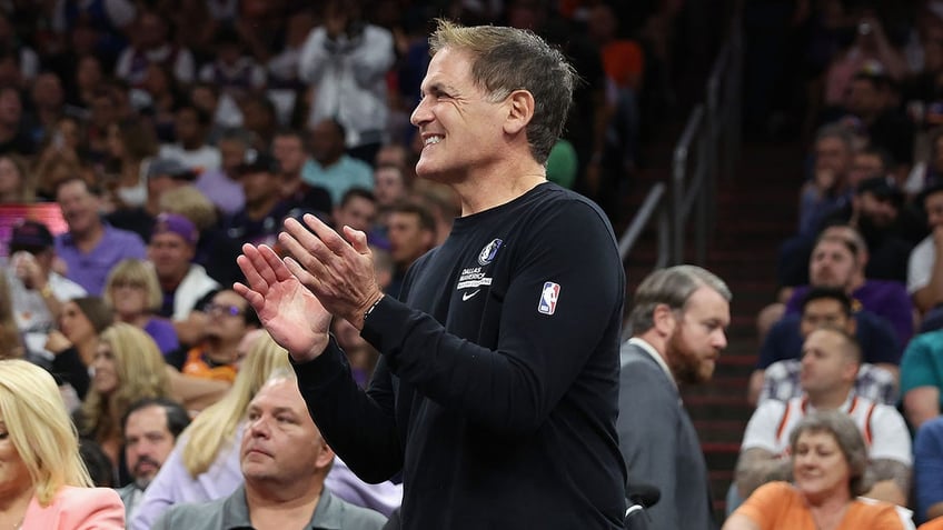 Mark Cuban looks on during the first half