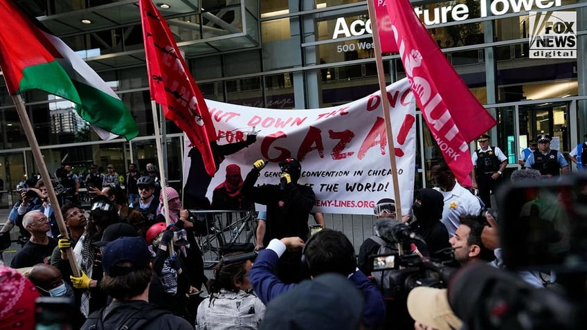 Pro-Hamas demonstrators outside the Israeli Consulate