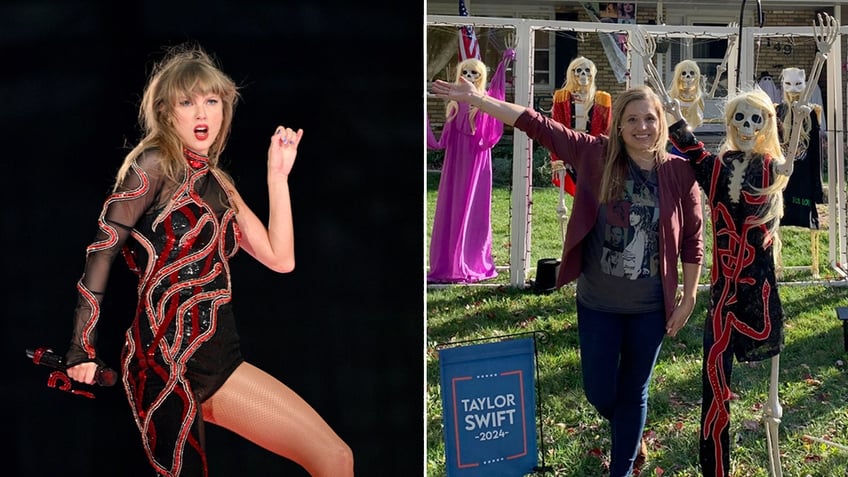 moms creepy cool taylor swift halloween display goes viral on tiktok