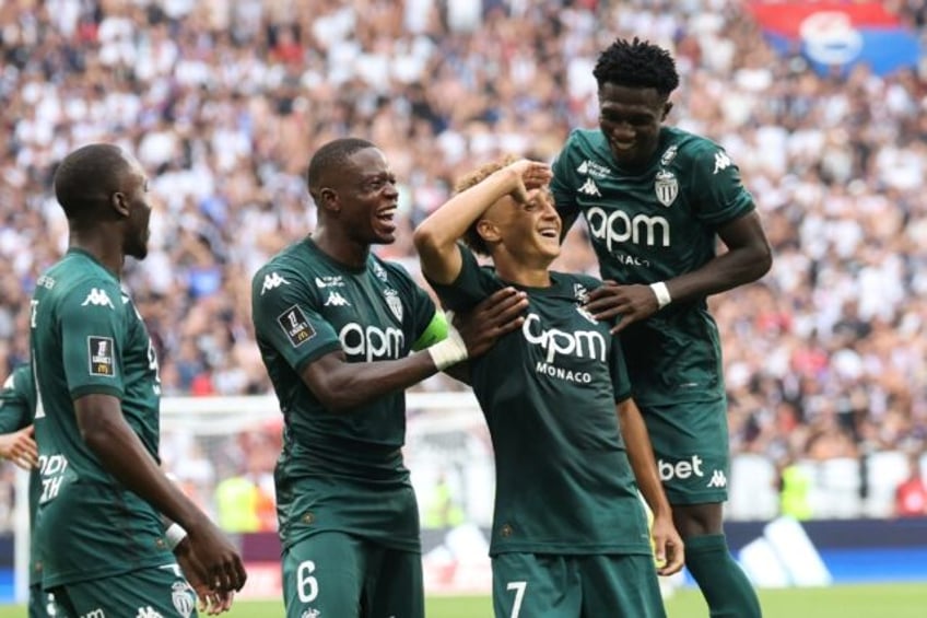 Eliesse Ben Seghir (2nd R) scored the opener during Monaco's 2-0 Ligue 1 win at Lyon