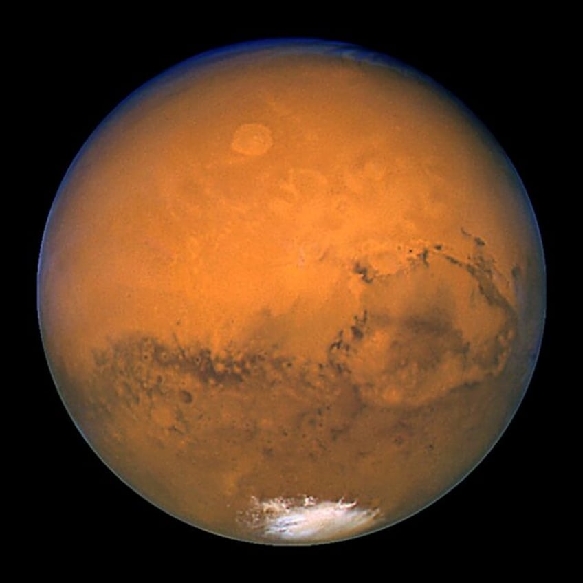 A file photo taken 27 August 2003 by NASA's Hubble Space Telescope shows Mars snapped with