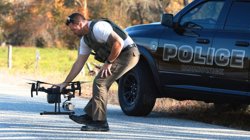 Police drone being launched Maine