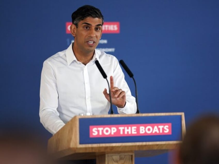 DOVER, ENGLAND - JUNE 05: Prime Minister Rishi Sunak speaks during a press conference at W