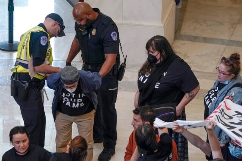 more than 300 are arrested in a capitol hill protest urging a cease fire in the israel hamas war