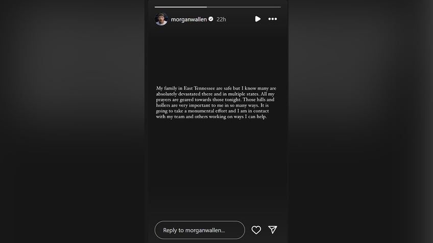 Morgan Wallen's Instagram story