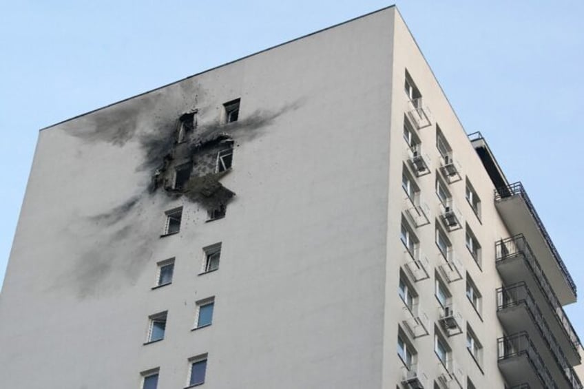 A damaged apartment building in a residential complex following the Moscow drone attack