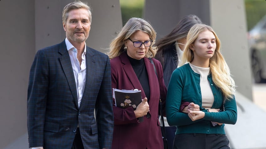 Rebecca Grossman leaves a courthouse