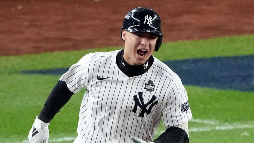 Anthony Volpe celebrates home runs