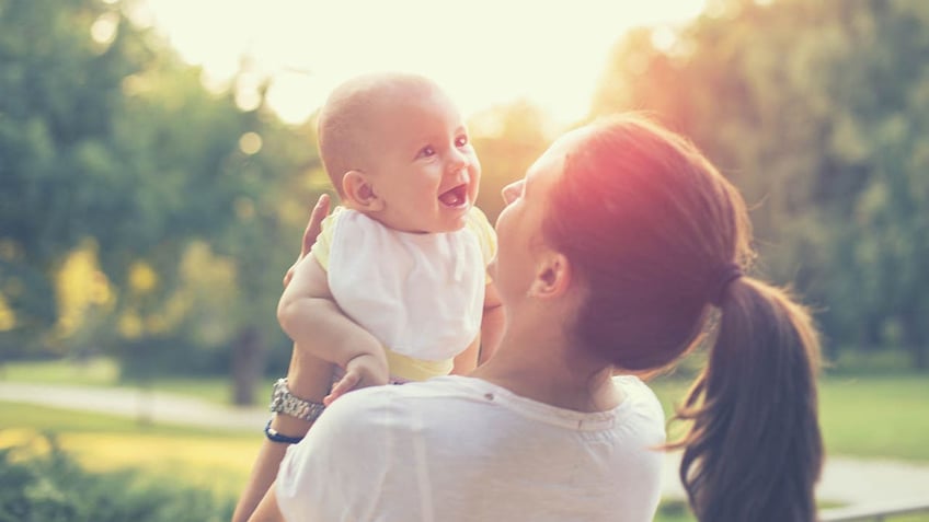 smiling springtime baby