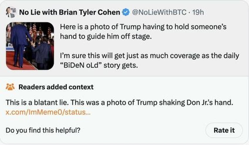msnbc contributor posts image claiming trump needed to be helped off stage