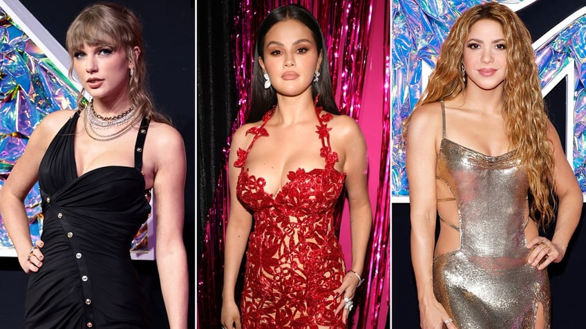 mtv vmas red carpet taylor swift selena gomez and shakira defy barely there trend at star studded show