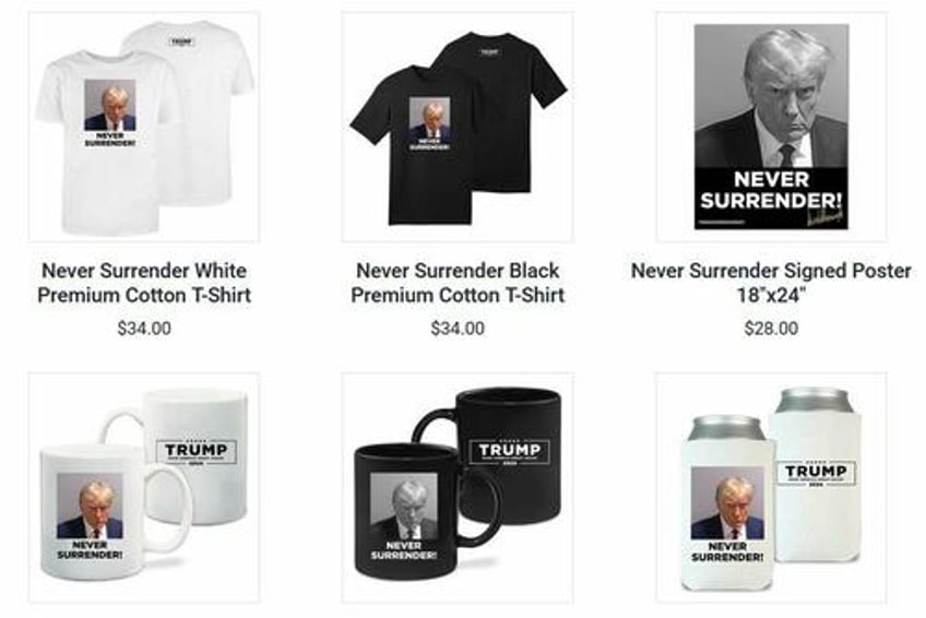 mugshot merch selling like hotcakes on trumps website