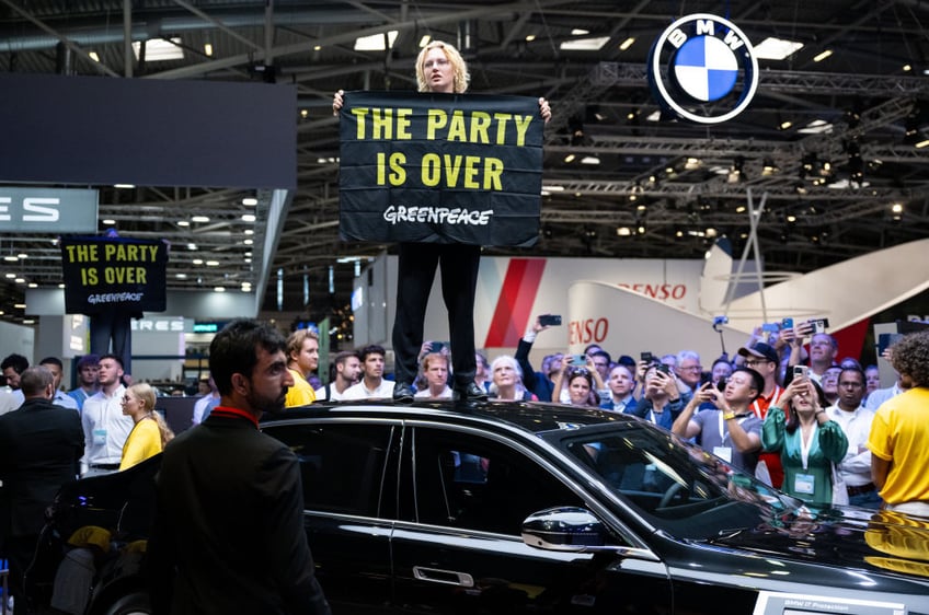 multiple climate protests upstage german chancellor crashing worlds largest motor industry fair