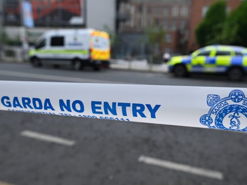 DUBLIN, IRELAND - MAY 18: A Garda Siochana tape reading 'Garda - No Entry' is cl