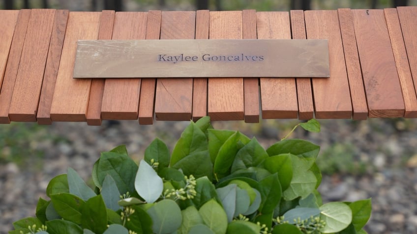 Kaylee Goncalves' name displayed on the University of Idaho Vandal Healing Garden memorial.