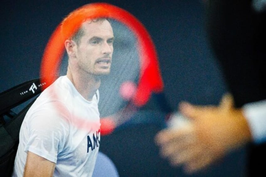 Britain's Andy Murray attends a training session ahead of the Brisbane International