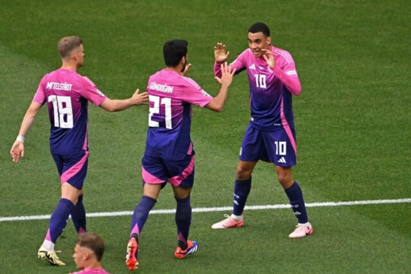 Jamal Musiala (R) and Ilkay Gundogan (C) both scored in Germany's 2-0 win against Hungary