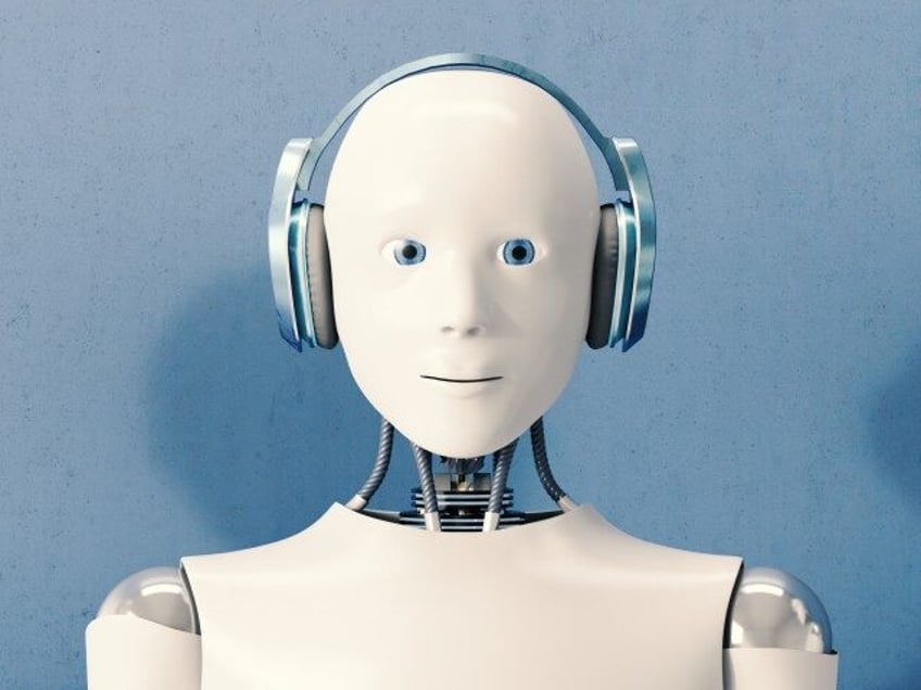 Robot wearing headphones.