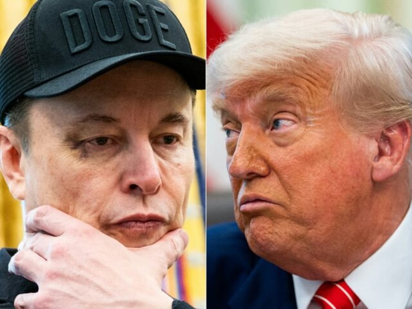 Elon Musk (left) and US President Donald Trump have been fighting an increasingly bitter p