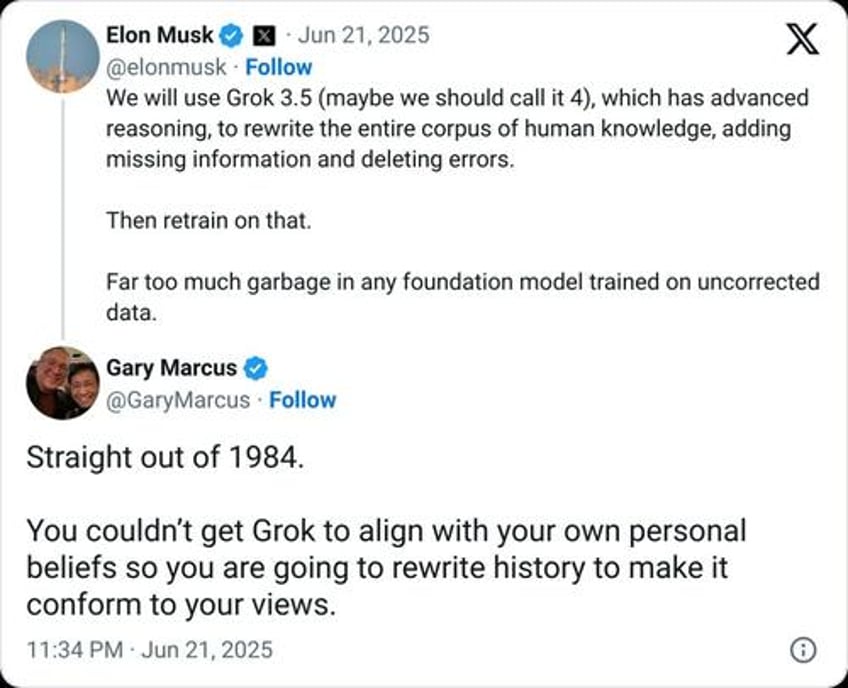 musk wants grok ai to rewrite the entire corpus of human knowledge