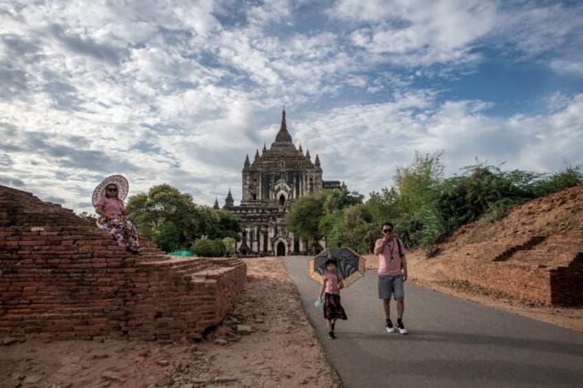 The domes and spires of Myanmar's temple city of Bagan mark an island of calm in the count