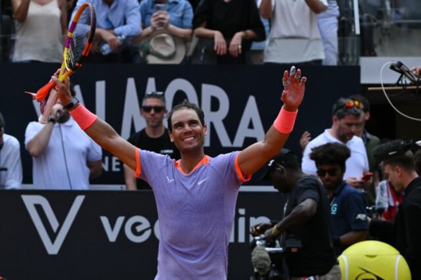 A relieved Rafael Nadal battled through to the second round of the Rome Open with a hard-f