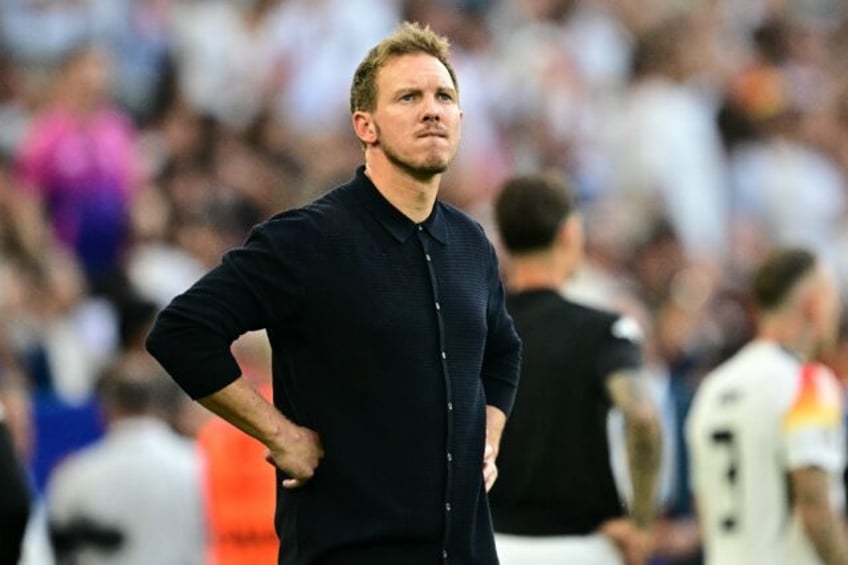 Julian Nagelsmann watches on from the touchline during Germany's quarter-final loss to Spa