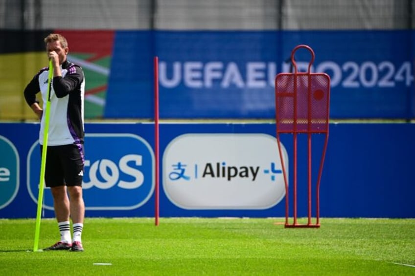 Germany coach Julian Nagelsmann oversees a training session on the eve of the Euro 2024 op