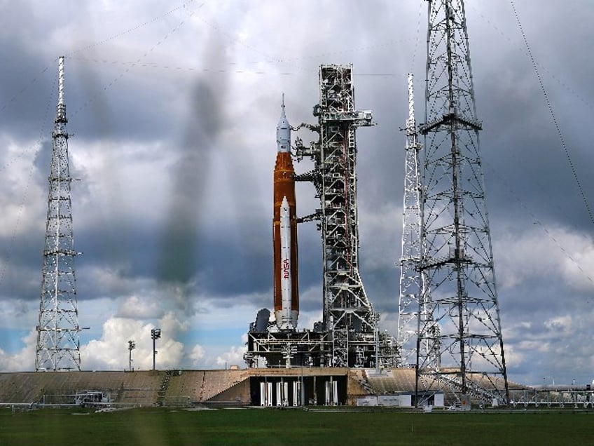 The Artemis 1 rocket stands ready on Launch Pad 39-B at the Kennedy Space Center, Friday, Aug. 26, 2022, in Cape Canaveral, Fla. The launch is scheduled for Monday morning Aug. 29. (AP Photo/Brynn Anderson)