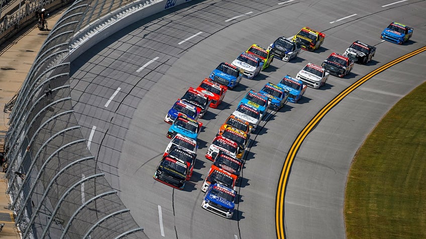 nascar star nick sanchez bloodied in fight after close racing leads to wreck at talladega