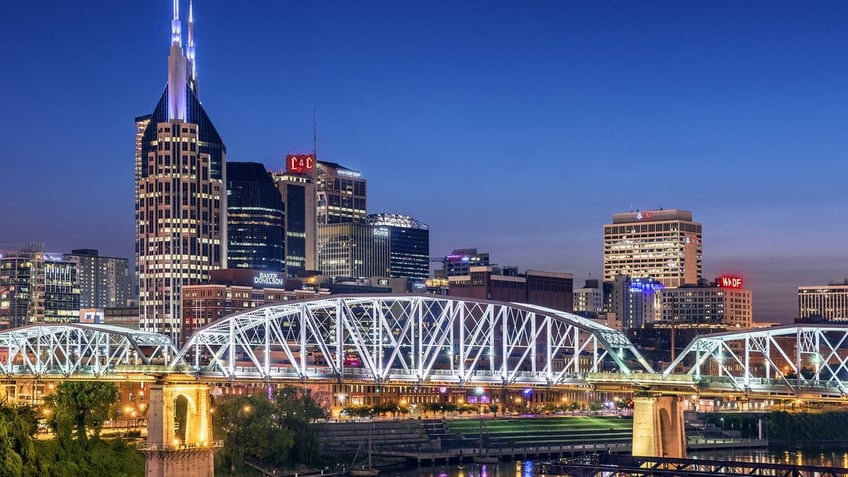 Nashville Tennessee skyline at dusk