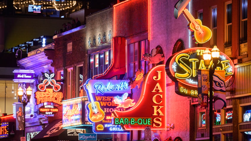 Nashville signs glowing