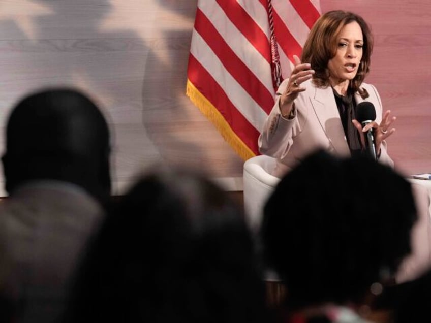 Democratic presidential nominee Vice President Kamala Harris is interviewed by members of