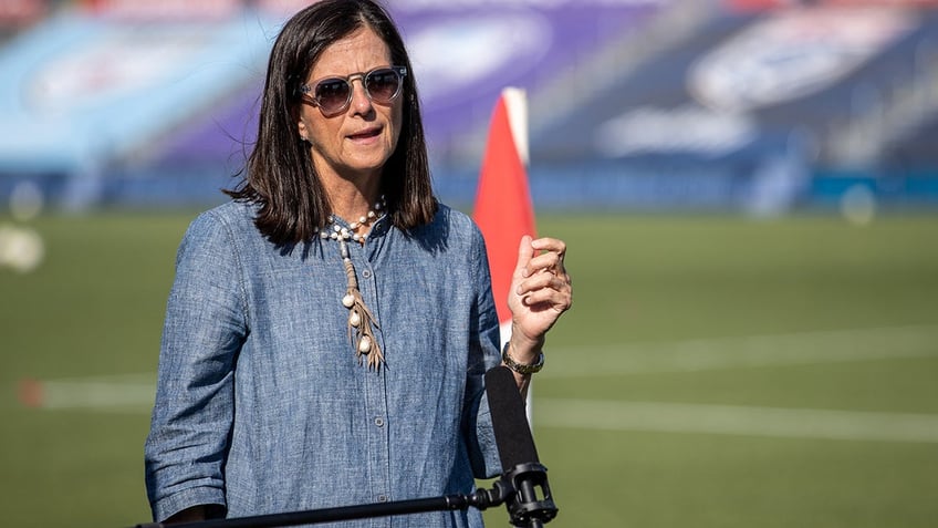 NWSL Commissioner Lisa Baird during a game between Portland Thorns FC and North Carolina Courage at Zions Bank Stadium on July 17, 2020 in Herriman, Utah.