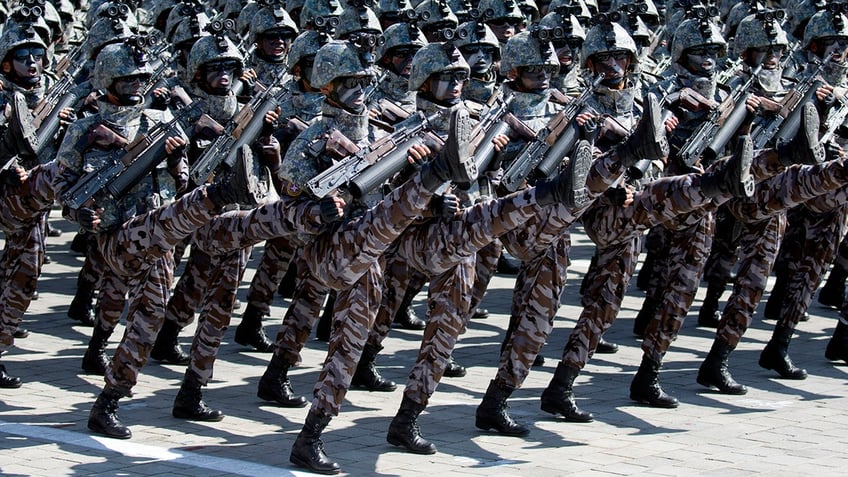 North Korean soldiers marching