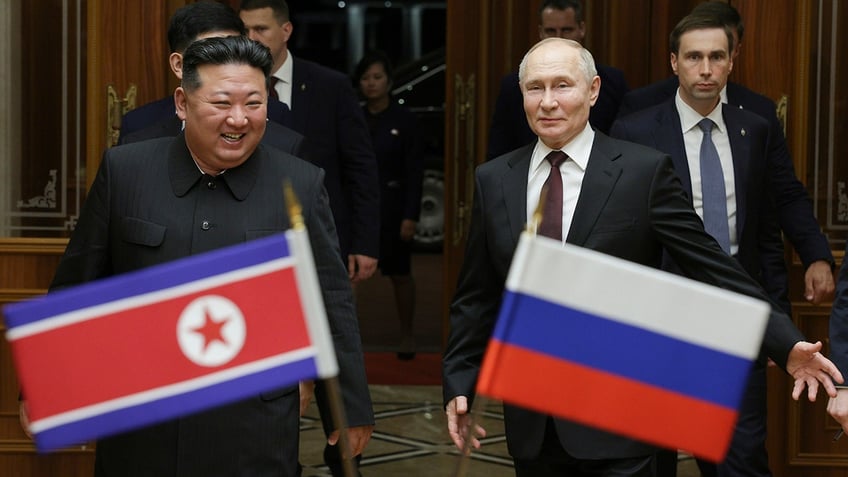 North Koreas leader Kim Jong Un and Russian President Vladimir Putin