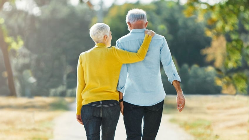 Older couple walking