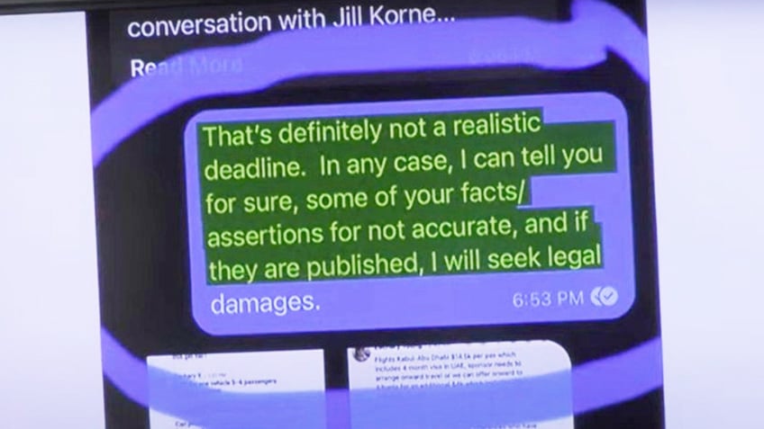 U.S. Navy veteran Zachary Young warned a CNN reporter that his story was "inaccurate" and he would "seek legal damages" if published, according to text messages shown to jurors on Wednesday.