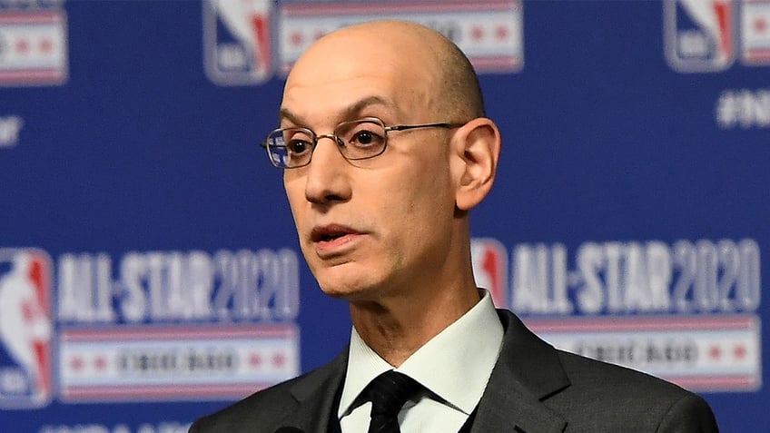 NBA Commissioner Adam Silver speaks to the media during a press conference at the United Center on Feb. 15, 2020 in Chicago.