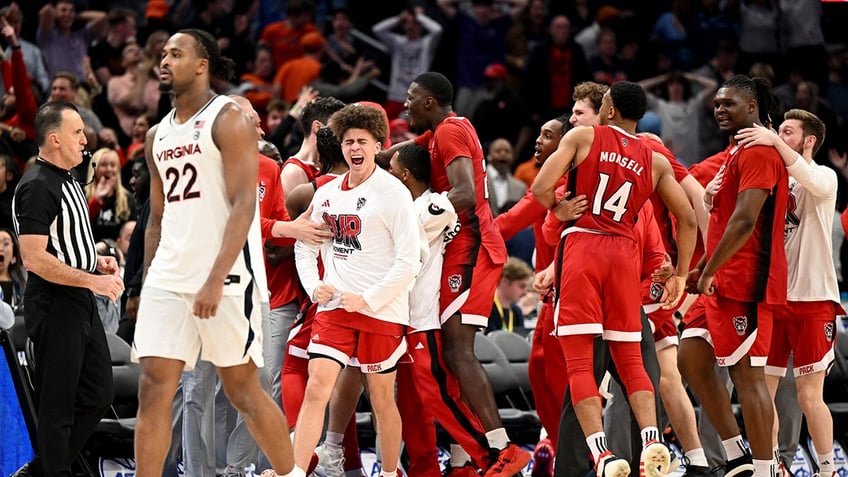 Michael O'Connell celebrates with teammates