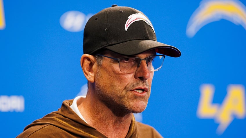 Jim Harbaugh speaks to media