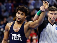 NCAA wrestling champions shake hands with Trump after winning title bouts