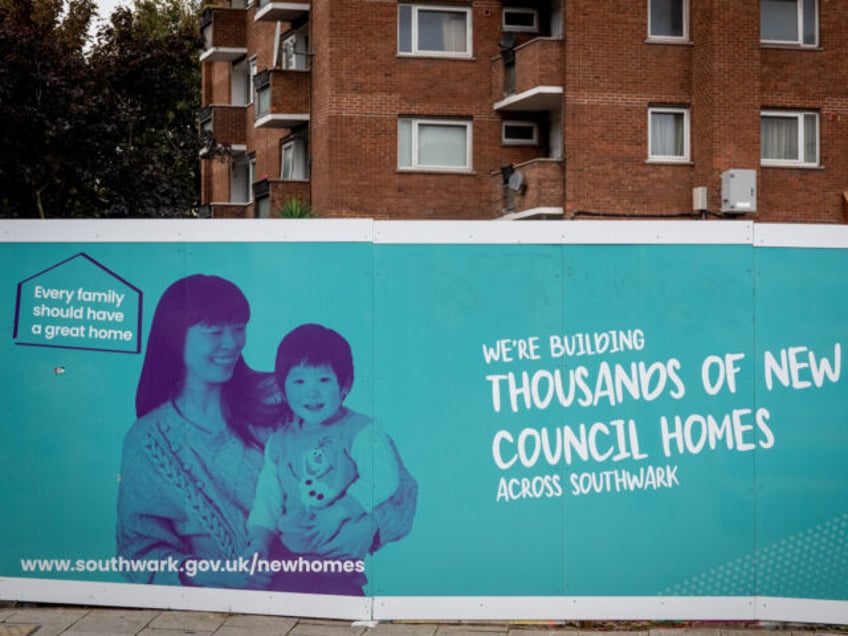 LONDON UNITED KINGDOM - OCTOBER 23: Hoardings advertising a development of new council hom