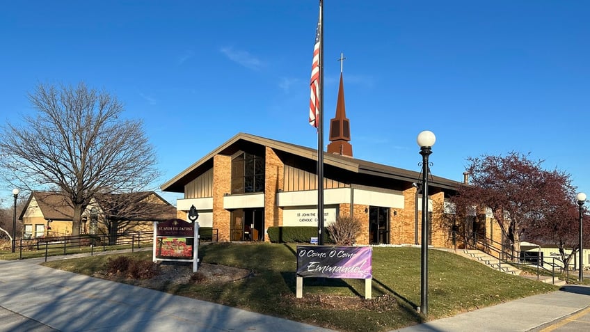 St. John the Baptist Roman Catholic church exterior in Fort Calhoun, Nebraska