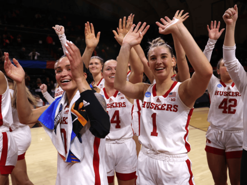 CORVALLIS, OREGON - MARCH 22: The Nebraska Cornhuskers wave to fans during the first round