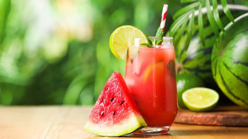 watermelon slice and juice