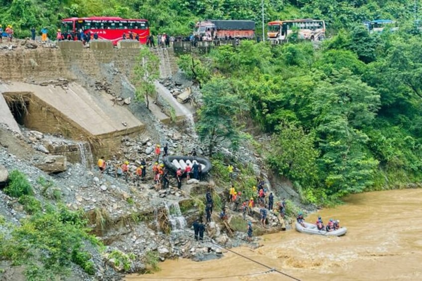 Rescuers are searching for bodies in Nepal after a landslide triggered by heavy monsoon ra